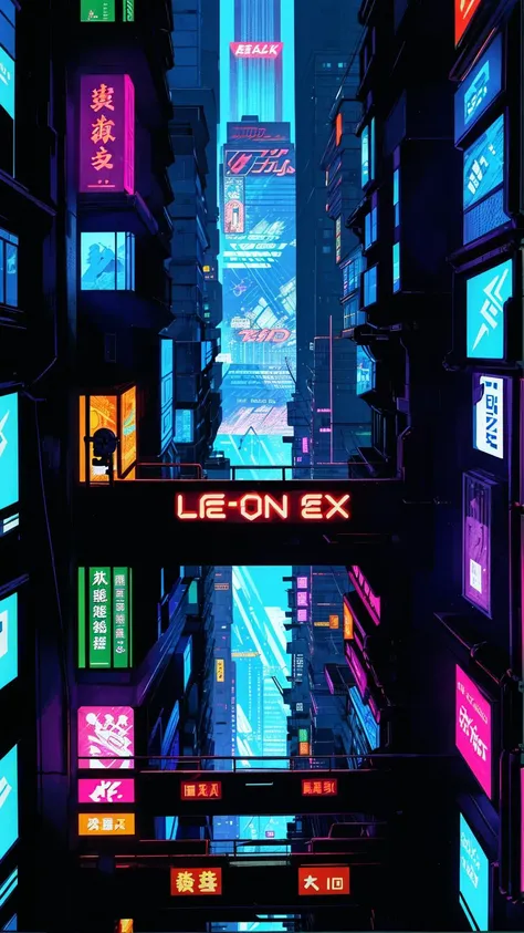 2.5D, line-art:1.2, (illustration:1.1), manga, ultra-detailed,
(cyberpunk), (Ready Player One stacks),
from high up on stacks, looking straight downwards, vertigo, long drop,
intricate machinery, neon signs, projecting platforms,
