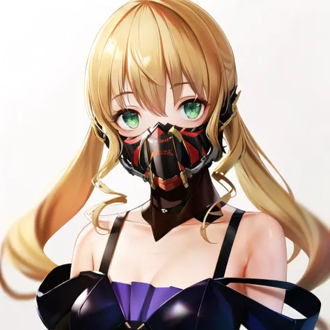 <lora:Mia_Karnstein_v10:1>, closed mouth, green eyes, blonde hair, twintails ,off shoulder,bangs,
standing, medium breasts, looking at viewer, hair down, smile,gas mask,
(high quality, highres, best quality:1.2), 4k, highly detailed face, 1girl, simple background, <lora:NoiseOffset_v2:1.0>
