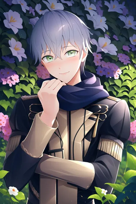 ((Masterpiece)), (best quality), (ashe), garreg mach monastery uniform, garden setting, flowers, leaf, upper body, <lora:AsheAttempt7:1> beautiful eye, nose freckles,