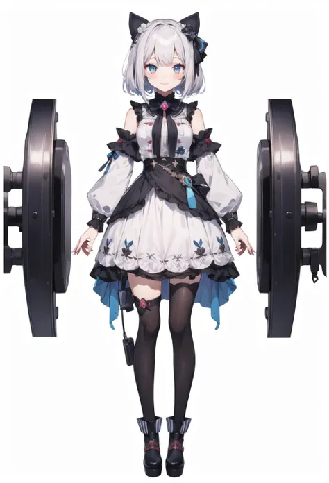 anime character with white hair and black and white outfit, cute anime waifu in a nice dress, from the azur lane videogame, pretty anime character design, anime girl in a maid costume, ayaka genshin impact, loli in dress, cushart krenz key art feminine, azur lane style, from arknights,