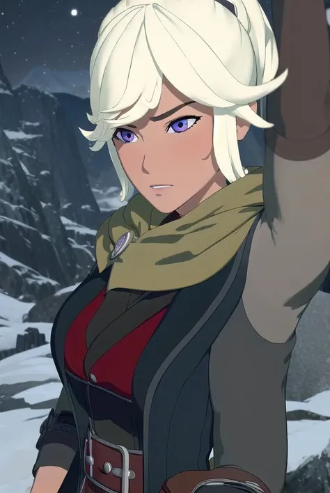 robynhill, <lora:robynhill-lora-nochekaiser:1>,
robyn hill, blonde hair, (purple eyes:1.1), dark skin, dark-skinned female, short hair, ponytail,
BREAK gloves, boots, black gloves, belt, pants, fingerless gloves, scarf, black footwear, coat, brown pants,
BREAK outdoors, nature, forest, night, sky, moon,
BREAK looking at viewer, (cowboy shot:1.5),
BREAK <lyco:GoodHands-beta2:1>, (masterpiece:1.2), best quality, high resolution, unity 8k wallpaper, (illustration:0.8), (beautiful detailed eyes:1.6), extremely detailed face, perfect lighting, extremely detailed CG, (perfect hands, perfect anatomy),
