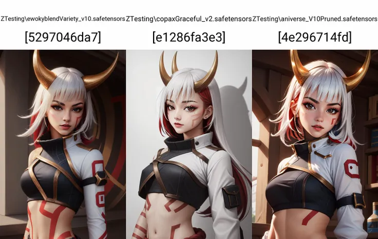 (masterpiece, best quality), intricate details,
1girl, <lora:inkshadow_kai'sa:0.8>inkshadow kai'sa, 1girl, long hair, facial mark, crop top, horns, tattoo, bangs, multicolored hair, white hair, red hair