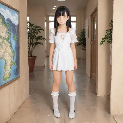 (((Japanese))) ((()))((Young Girl))((((A 10 year old )) whole body photos Short Hair whole body Thighs Casual wear Wet, see-through clothes Tank top thin((See-throughる))See-through short skirt Sandals cute Sandy Beach (((See-through)))
