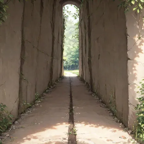 Victorian, anime, watercolor, light brown hair, very long hair, parted bangs, green eyes, (glasses:1.2), huge breasts
BREAK full body, bikini, golden sandals
BREAK walking in a (circular tunnel, tunnel made of leaves, railroad tracks:1.25), dappled sunlight, moss, grass, gravel, natural tunnel