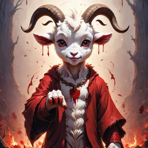 RAW photo of an CutePets anthro goat summoning a demon, innocent, super detail, ultra-realism, <lora:xl_more_art-full_v1:0.3>, <lora:anthro_muscular:0.8>, <lora:Dreamyvibes artstyle SDXL - Trigger with dreamyvibes artstyle:0.7> Dreamyvibes Artstyle, cute, <lora:SDXLCutePets:0.6>, blood, gore