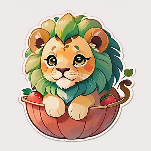 (high quality:1.5) ((masterpiece)), cutepets, melon lion, (sticker:1.5), simple background <lora:SDXLCutePets:0.8>