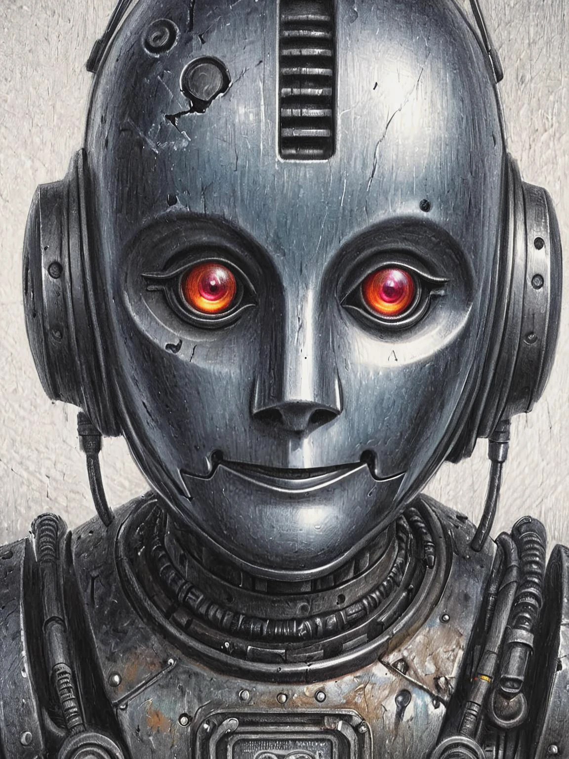 pencil, drawing, by Brian Selznick,(old dirty, broken robot:1.4), vivid colors <lora:Brian_Selznick_Style_XL:0.8>