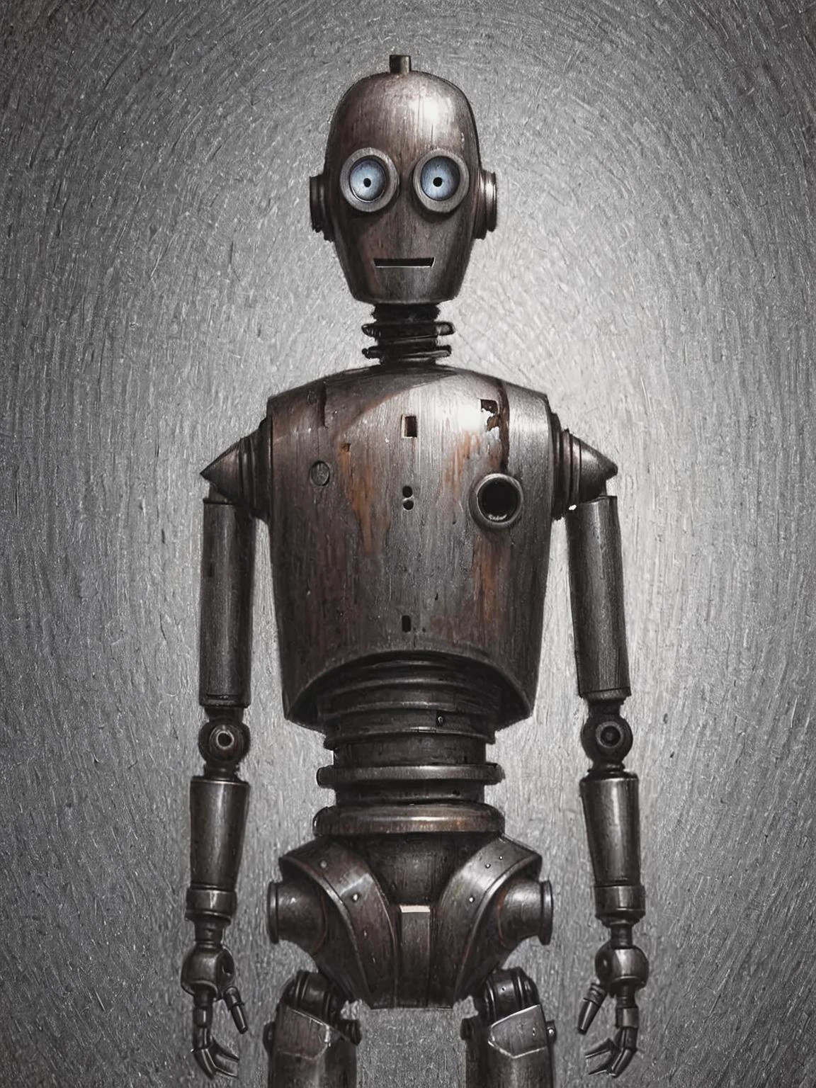 pencil, drawing, by Brian Selznick,(old dirty, broken robot:1.4), vivid colors <lora:Brian_Selznick_Style_XL:0.8>