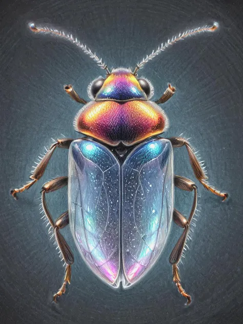 pencil, drawing,  by Brian Selznick, a crystalline and translucent bug, macro, hyper realistic style, delicate interplay of light and crystal structure, bright intelligent eyes, intricate details and textures with iridescent colors that reflect dynamic internal lighting, digital artwork  <lora:Brian_Selznick_Style_XL:0.8>