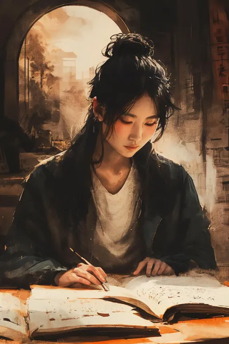 masterpiece,best quality,<lora:tbh171-:0.9>,illustration,style of Fu Baoshi