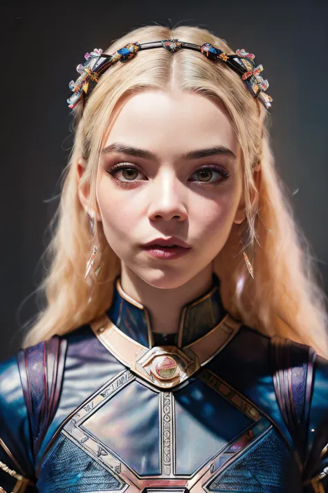 (Gal Gadot) with platinum hair, in a dress of ice flowers, a beautiful crown on her head, detailed face, detailed skin, front, background frozen forest, cover, unzoom, choker, hyperdetailed painting, luminism, Bar lighting, complex, 4k resolution concept art portrait by Greg Rutkowski, Artgerm, WLOP, Alphonse Mucha, little fusion pojatti realistic goth, fractal isometrics details bioluminescens : a stunning realistic photograph 30 years