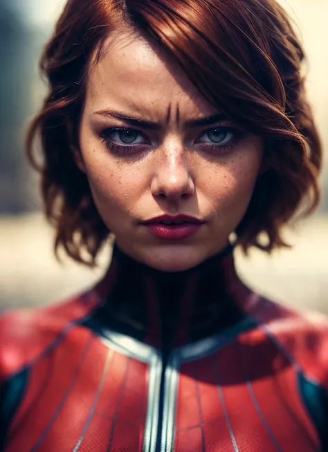 A stunning intricate full color photo of (sks woman:1),wearing a spideman costume, epic character composition, by ilya kuvshinov, alessio albi, nina masic, sharp focus, natural lighting, subsurface scattering, f2, 35mm, film grain, <lyco:emmaStone_v10:1>