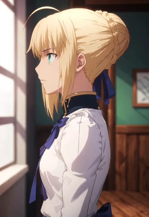 {safe:1.10}, best quality, masterpiece, highres, solo, {saber_fatestaynightufotable:0.90}, profile, from_side, upper_body
