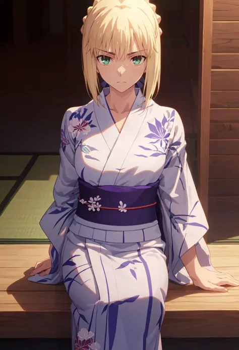 yukata、from below:1.3,Focus on the groin、((masterpiece, highest quality:1.3)),cowboy shot,14 year old beauty,solo,((very small head)),((long body)),blonde hair,((very short hair)),double bun, flat chest,slender body,skinny,shiny skin,oily skin,sweat,wet,shy、Love juice、sitting,spread legs、nude、sunny、