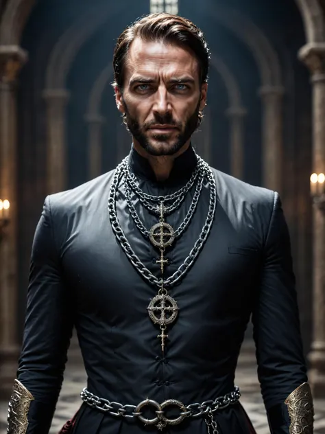 professional photoshoot of bdsm dungeon, handsome man, gothic prophet, choker, chains, carrying whip, (cleavage:0.4)
(sexy religious attire:1.2)
rtx raytracing volumetric lighting
photo, photorealistic, coherent style
masterpiece 8k uhd detailed, rough textures, shallow depth of field, sharp focus, focus on eyes, telephoto dslr 135mm lens
<lora:hot:1.5> <lora:evocative:1.5> <lora:eye-catching:1.5>  <lora:gorgeous:1.5> <lora:microdetails:3>
<lora:sexy:-2>