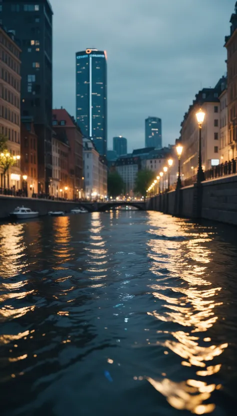 cinematic photo of a city by the river, 35mm photograph, film, bokeh, professional, 4k, highly detailed