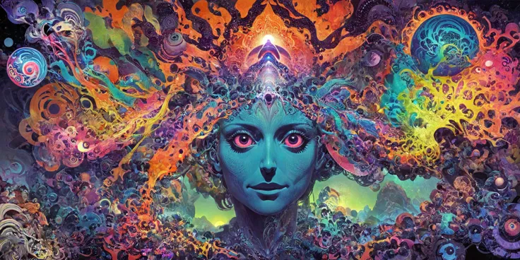 A psychedelic trippy picture <lora:drdjns:0.8> psychedelic art, drdjns style <lora:greg_rutkowski_xl_2:0.8> greg rutkowski