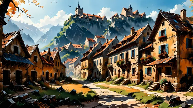 village abandonné au moyen-âge,
illustration,
