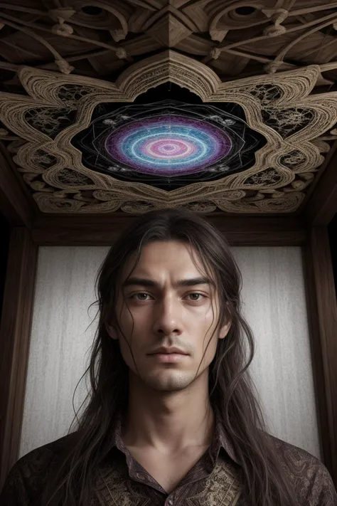 Prompt: âan extremely psychedelic portrait of portrait of person with sad face, limiting thoughts, enclosed with a wooden ceiling very close to his head representing mental limitations, Surrealism dark emotional and romantics paimt and brick double exposure textured, surreal, lsd, face, detailed, intricate, elegant, lithe, highly detailed, digital painting, artstation, concept art, smooth, sharp focus, illustrationâ