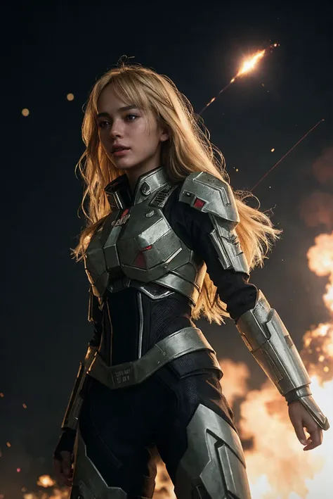 ((CINEMATIC ACTION SHOT)) (shot by Michael Bay:1.4)(35mm, F/2.8) long blonde messy hair, DV_Dolly_Vicious is starring in a sci-fi movie, epic battle in outer space) (burning city) (explosions background, jumping from a burning building, lens flare) (insanely detailed and intricate, character, hypermaximalist, elegant, , beautiful, exotic, revealing, appealing, attractive, amative, hyper realistic, super detailed, trending on flickr) lens flare, destruction, halo, burn effects , mouth open , heresy flare