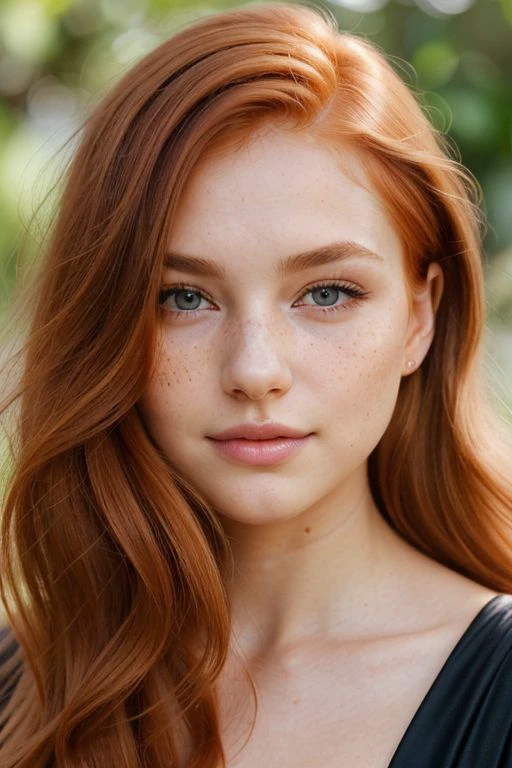 (((ginger hair))):1.2, 1girl inspired by vampire legend, long hair, blue eyes, beautiful, gorgeous, pale hair, detailed background, RAW photo, subject, 8k, soft lighting, high quality, film grain, Fujifilm ,best quality, masterpiece, ultra-detailed, Photorealism, realistic, A beautiful portrait of a cute girl's face, perfect facial ratios, perfect facial features, chubby full cheeks, blush on cheeks, red flush on cheeks, all attention given to the face, emphasizes on the cute cheeks, Soft and smooth skin texture, shiny skin, flawless complexion, shiny green eyes, eyelashes, natural eyebrows, rosy lips, cute small nose, cute face shape, warm and inviting smile, natural lighting, gentle shadows, detailed hair strands, black silky hair, hair on the sides framing the face, glossy highlights on the hair, rich and vibrant colors, vibrant and warm background, complementary colors to enhance the girl's features, captivating expression, engaging eyes, intricate details on eyelids and lashes, flawless complexion,mild freckles Life-like textures, minute details, every aspect of the face made clear and visible, picture fills the canvas, (shiny skin),