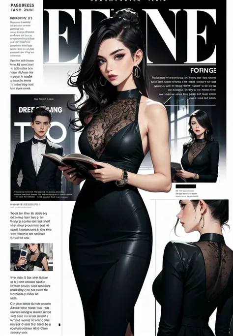 Front cover page, A dynamic cover page for a fashion Magazine, Fashion Magazine Layout: A photo featuring a magazine spread showcasing fashion editorials, trends, and style inspiration.
