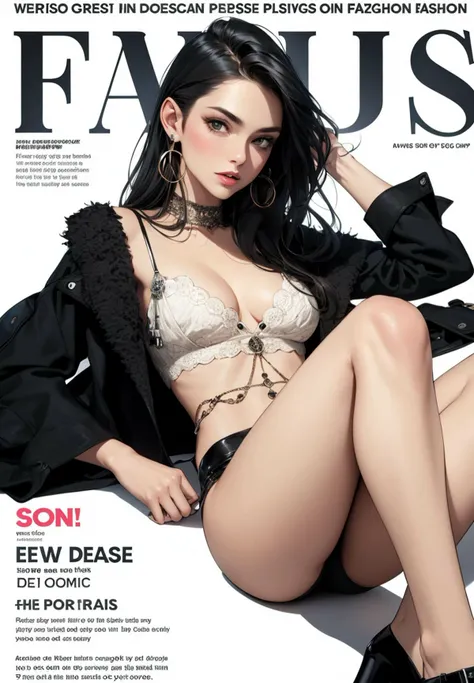 Front cover page, A dynamic cover page for a fashion  Magazine, Fashion Magazine Layout: A photo featuring a magazine spread showcasing fashion editorials, trends, and style inspiration.