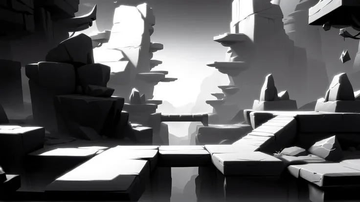 <lora:WhiteboxStyleXL:1>WhiteboxStyle floating mountains monochrome, ambient occlusion, <lora:WhiteboxStyle:0.8> WhiteboxStyle, Ancient Temple Traps: Spike pits, rolling boulders, flame jets, swinging axes, treasure hunting challenges., (Masterpiece:1.3) (best quality:1.2) (high quality:1.1)