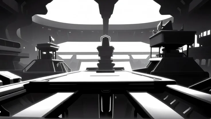 <lora:WhiteboxStyleXL:1>WhiteboxStyle Futuristic Sports Arena: Holographic goals, anti-gravity zones, power-up pickups, team strategy areas, fast-paced gameplay. monochrome, ambient occlusion, <lora:WhiteboxStyle:0.8> WhiteboxStyle, Abandoned Amusement Park: Spinning rides, ghostly carousels, funhouse mirrors, carnival games, rollercoaster tracks., (Masterpiece:1.3) (best quality:1.2) (high quality:1.1)