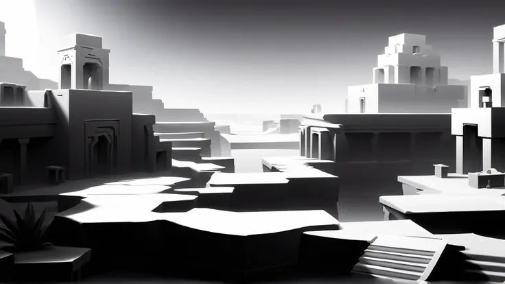 <lora:WhiteboxStyleXL:1>WhiteboxStyle Desert Oasis Mirage Puzzles: Sand dunes, water reflections, hidden caves, mirage illusions, camel rides, desert survival. monochrome, ambient occlusion, <lora:WhiteboxStyle:0.8> WhiteboxStyle, farm, (Masterpiece:1.3) (best quality:1.2) (high quality:1.1)
