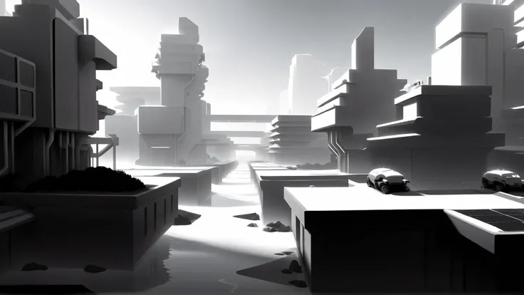 <lora:WhiteboxStyleXL:1>WhiteboxStyle Future London Climate Haven: Flooded streets, vertical farming, eco-friendly challenges, renewable energy, climate survival. monochrome, ambient occlusion, <lora:WhiteboxStyle:0.8> WhiteboxStyle, arctic research station, (Masterpiece:1.3) (best quality:1.2) (high quality:1.1)