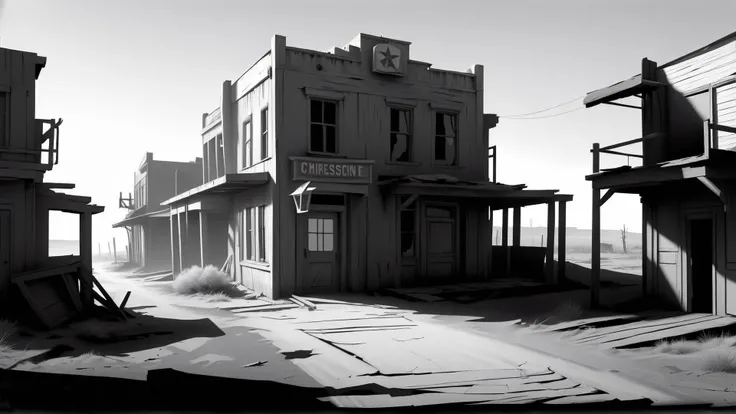 <lora:WhiteboxStyleXL:1>WhiteboxStyle Chernobyl Disaster Response: Radiation navigation, rescue missions, machinery repairs, historical documentation, containment challenges. monochrome, ambient occlusion, <lora:WhiteboxStyle:0.8> WhiteboxStyle, Wild West Ghost Town: Dusty roads, saloon doors, tumbleweeds, cracked wooden buildings, haunting silence., (Masterpiece:1.3) (best quality:1.2) (high quality:1.1)