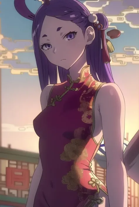 yuinitta, <lora:yuinittatest:1>,
yui nitta, long hair, hair ornament, (purple eyes:1.1), purple hair, hair bobbles, one side up, (small breast:1.2),
BREAK dress, hair bun, double bun, chinese clothes, (china dress:1.5), bun cover, waitress,
BREAK looking at viewer,
BREAK indoors, classroom,
BREAK <lora:GoodHands-vanilla:1>, (masterpiece:1.2), best quality, high resolution, unity 8k wallpaper, (illustration:0.8), (beautiful detailed eyes:1.6), extremely detailed face, perfect lighting, extremely detailed CG, (perfect hands, perfect anatomy),