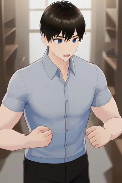 1boy,solo,guy,handsome,muscular, collared shirt,