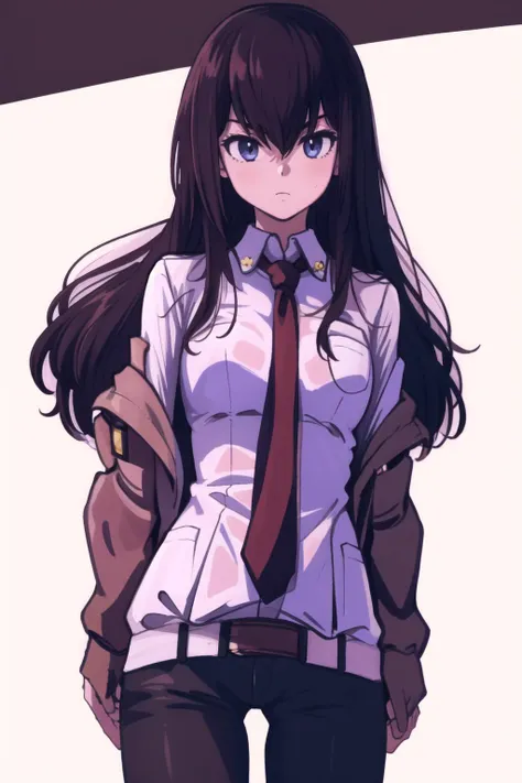 Anime girl with long hair wearing a white shirt and red tie - SeaArt AI