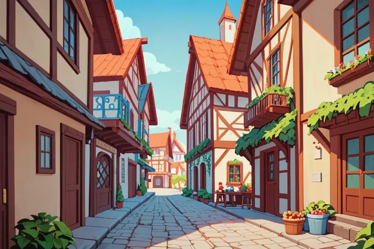 8k, highly quality,score_9, score_8_up, score_7_up, Half-timbered Construction, german village,