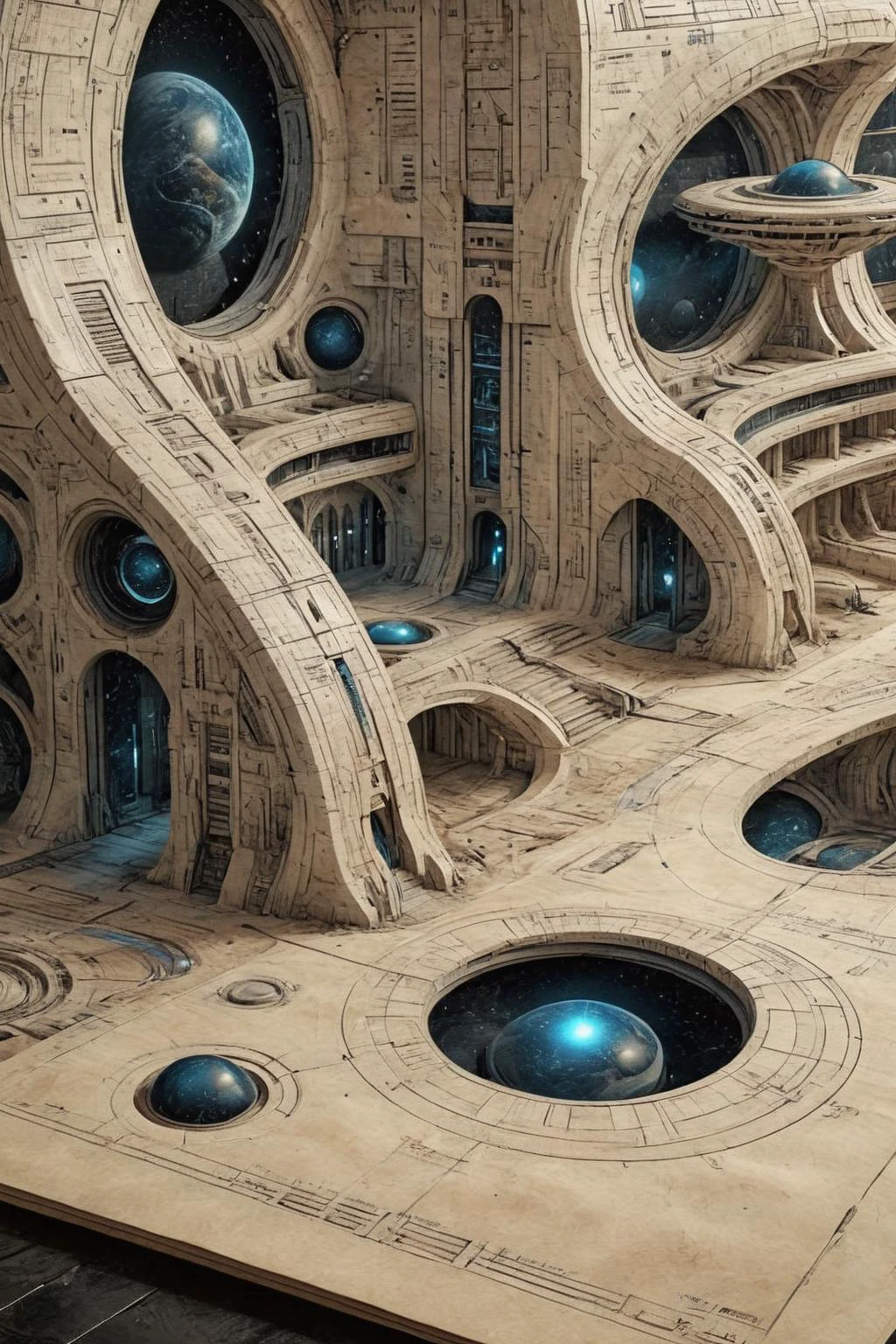 by Charles Schridde,ivory,Terragen,extremely beautiful,intricate details,masterpiece,best quality,
Futuristic style,sleek,modern,ultra modern,high tech,detailed,Ornate And Intricate,
by Moebius and by Marc Simonetti,in the style of nicola samori,dazzling,analog film,
Architectural style,Clean lines,geometric shapes,minimalist,architectural drawing,highly detailed,
<lora:çæ¢¦å·¥ä¸___DUNE-æ²ä¸XL_v1.0:0.9>,Dune movie style,futuristic architecture,
<lora:ParchartXL-2.0:1>,ON PARCHMENT,INK ON PARCHMENT,Architectural blueprints,detailed notations,grid lines,
