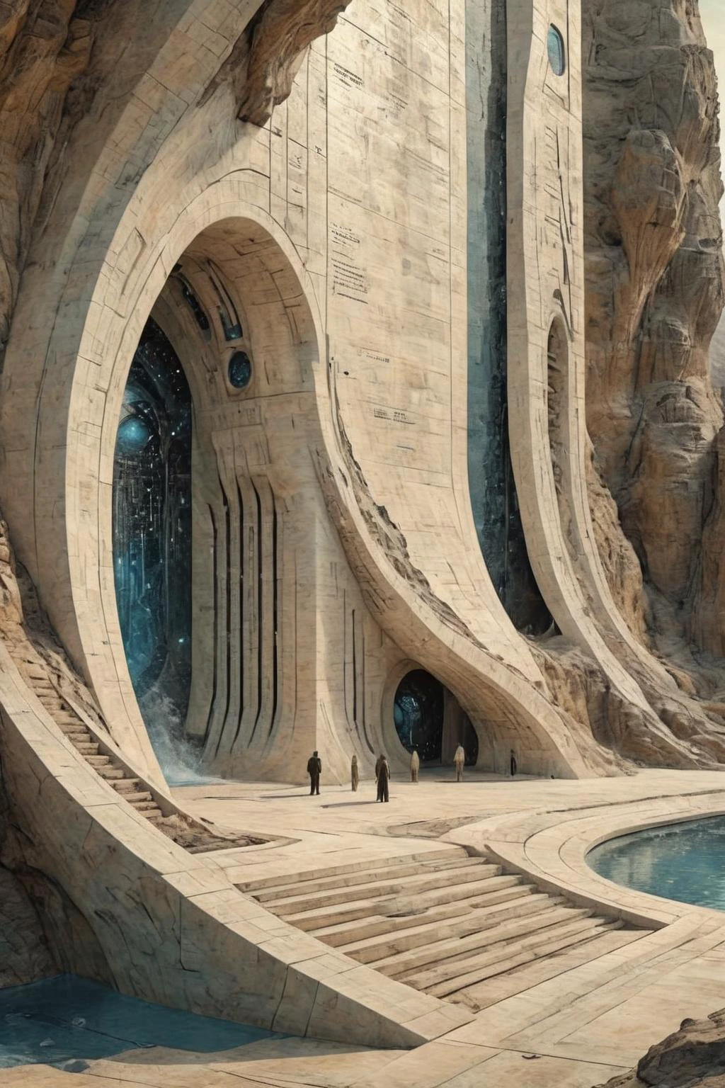 by Charles Schridde,ivory,Terragen,extremely beautiful,intricate details,masterpiece,best quality,
Futuristic style,sleek,modern,ultra modern,high tech,detailed,Ornate And Intricate,
by Antoni Gaudi,Sou Fujimoto,in the style of nicola samori,dazzling,analog film,
Architectural style,Clean lines,geometric shapes,minimalist,architectural drawing,highly detailed,
<lora:çæ¢¦å·¥ä¸___DUNE-æ²ä¸XL_v1.0:0.9>,Dune movie style,futuristic architecture,
<lora:ParchartXL-2.0:1>,ON PARCHMENT,INK ON PARCHMENT,Architectural blueprints,detailed notations,grid lines,
