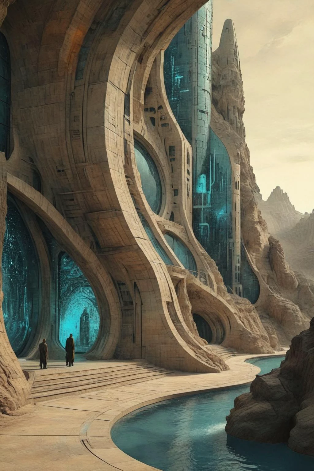 by Charles Schridde,vivid color,Terragen,extremely beautiful,intricate details,masterpiece,best quality,
Futuristic style,sleek,modern,ultra modern,high tech,detailed,Ornate And Intricate,
by Antoni Gaudi,Sou Fujimoto,in the style of nicola samori,dazzling,analog film,
Architectural style,Clean lines,geometric shapes,minimalist,architectural drawing,highly detailed,
<lora:çæ¢¦å·¥ä¸___DUNE-æ²ä¸XL_v1.0:0.9>,Dune movie style,futuristic architecture,
<lora:ParchartXL-2.0:1>,ON PARCHMENT,INK ON PARCHMENT,Architectural blueprints,detailed notations,grid lines,