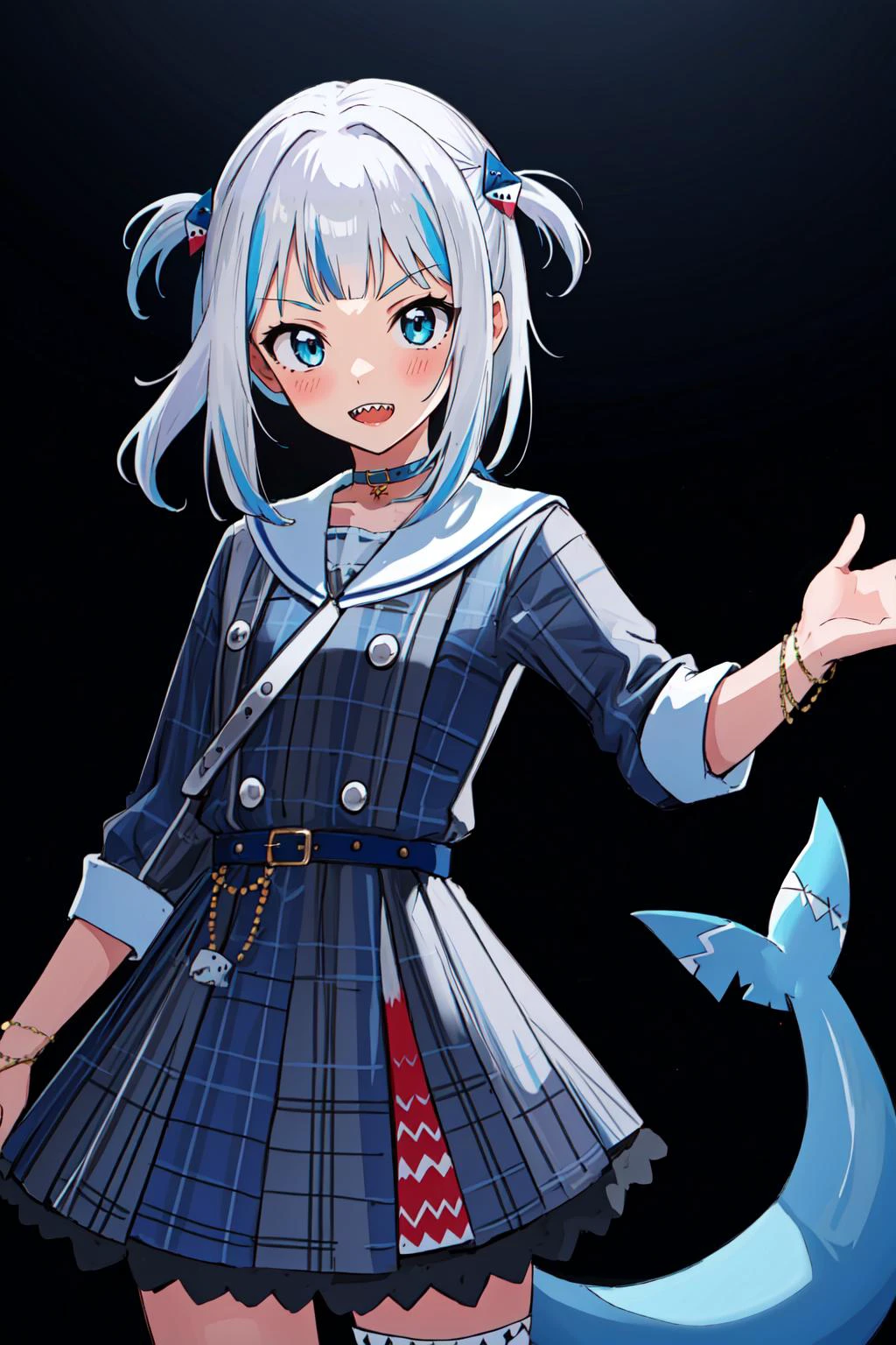 (masterpiece, best quality), intricate details,
1girl, <lora:gura:0.8> gawr gura, sharp teeth, shark tail, shark hair ornament,
<lora:suiseicos_V2:0.8> cdy,
