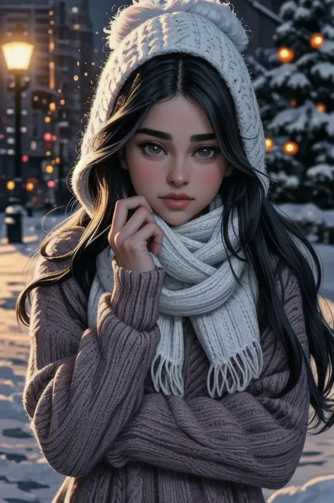 tv_Yvette_Monreal_A_V1, ,wearing a cozy knitted sweater, mountain, snow, winter, epiCRealism, epiCPhoto,, wrinkles:0.2, pores:0.2, <lora:epiNoiseoffset_v2Pynoise:1> Masterpiece, Best Quality, ultrarealistic , real life, colorful, amazing, perfect lighting, bright colors, dramatic, dynamic, cinematic lighting, hyperrealism, intricate details, epic, <lora:LCM_LoRA_Weights_SD15:1> <lora:detail_slider_v4:0.5> ,