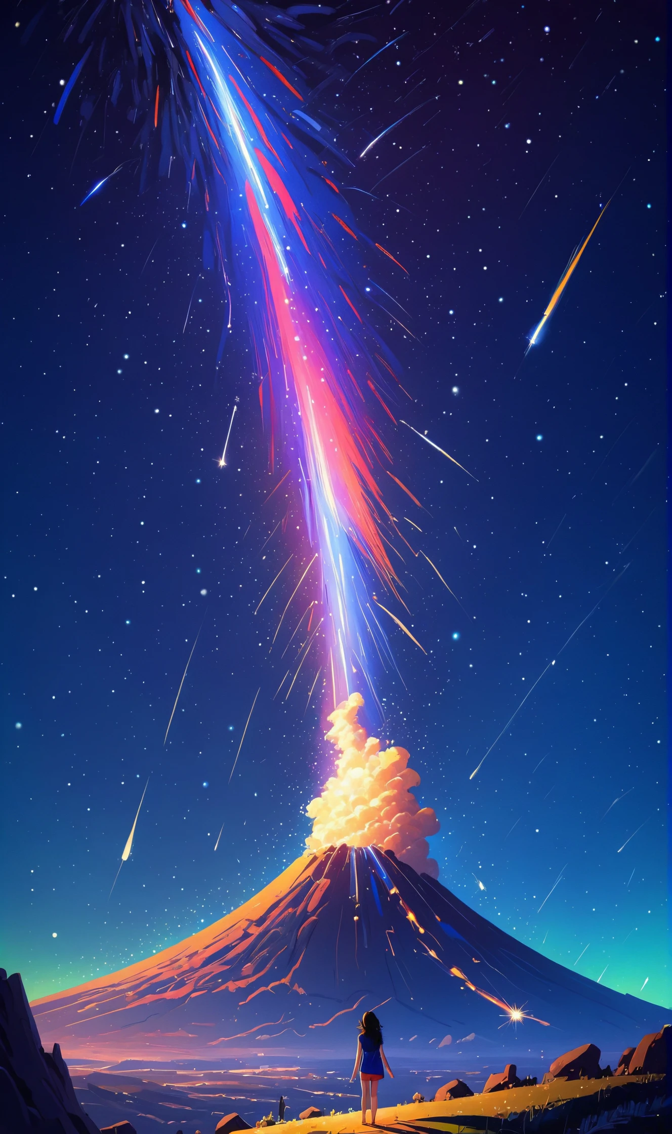 Homely Flourishing muddled , Celestial Meteor Shower Streaks of light paint the night sky in a celestial meteor shower., in the style of Ruan Jia and Roberto Ferri , vibrant saturated colors,
<lora:Radiant_Darkness:1> Radiant Darkness <lora:PE_ToonLand:.71> PEToonLand, <lora:minimalist_comic_XL:.4>