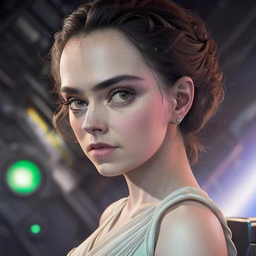 ((by Anders Zorn)), (by Annie Swynnerton), ((realistic)), cinematic shot, theater, ph
oto referenced, highest quality, high quality, (detailed face and eyes:1.1), skinny alien girl, ((green skin)), (grey alien), ((big eyes)), big nose, black sclera, ((in space)), UFO in the background, black jumpsuit, holding a laser gun, black eyes, daisy ridley