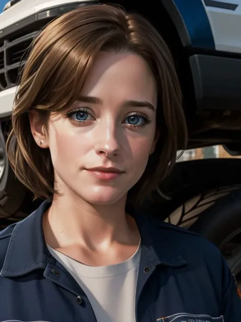 4k, UHD, ultrarealistic photograph, 
portrait of truck mechanic Kate_McFey, 
extremely detailed,