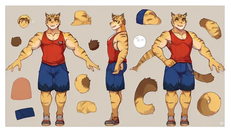 <lora:Torahiko v4:.8> Torahiko, Tank Top, Shorts, model sheet,