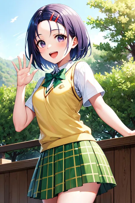 modern, Verism, masterpiece, textured skin, super detail, best quality, 4K , a cute woman ,Full smile,Sailor suit, Sitting,Sunny park