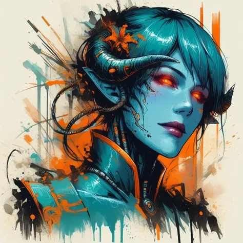 score_9, score_8_up, score_7_up, <lora:d43dr1cp31:1> d43dr1cp31, 1girl, blue skin, short hair, portrait, glowing eyes, source_anime, <lora:Neon_Splash_Art_for_Pony:1> mad-cbrpnksplshrt