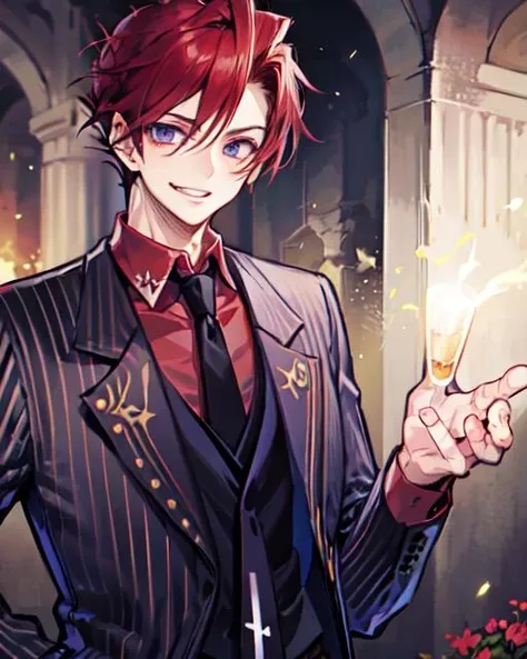 <lora:umi_battler_v1:1.0>, umi_battler, 1boy, male, grin, graveyard,
(purple suit:1.0), necktie
