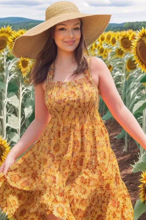 DEN_dakota_jade,
(walking through a field of sunflowers wearing a (summer dress:1.3) and sun hat, field, sunflowers, summer, scenic:1.2),
bokeh, f1.4, 40mm, photorealistic, raw, 8k, textured skin, skin pores, intricate details <lora:epi_noiseoffset2:1>, epiCRealism <lora:ClothingAdjuster3:-1.3>