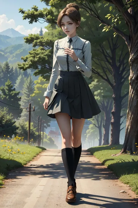 ((ultra detailed, masterpiece, best quality))
<lora:RuleJennifer:0.8>
RuleJennifer, 1girl, solo, hair bun, full body, standing in front of a beautiful landscape
